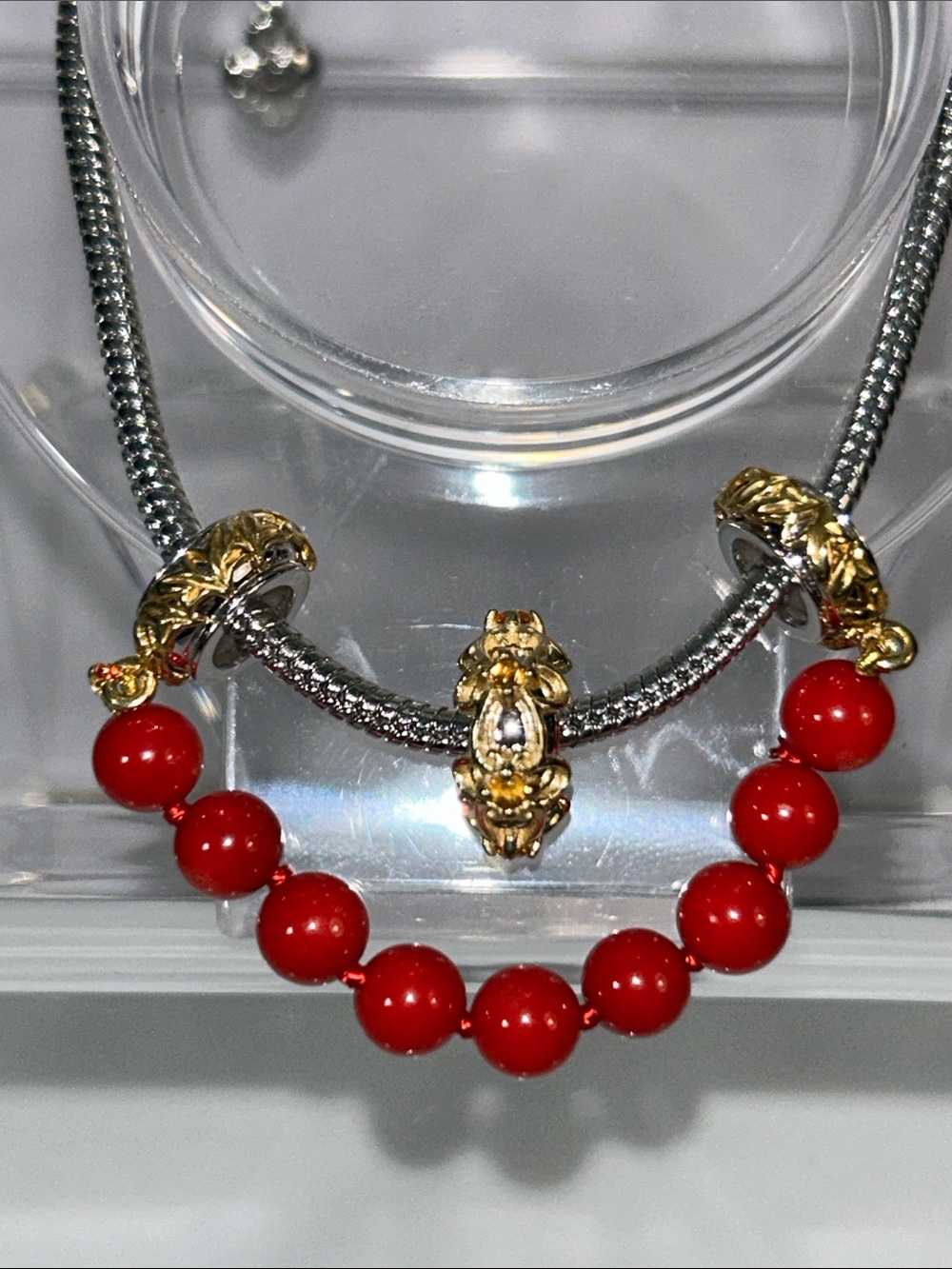 NWOT Gems En Vogue Multi Genuine Coral & Citrine Gemstone Euro Style Charm Set